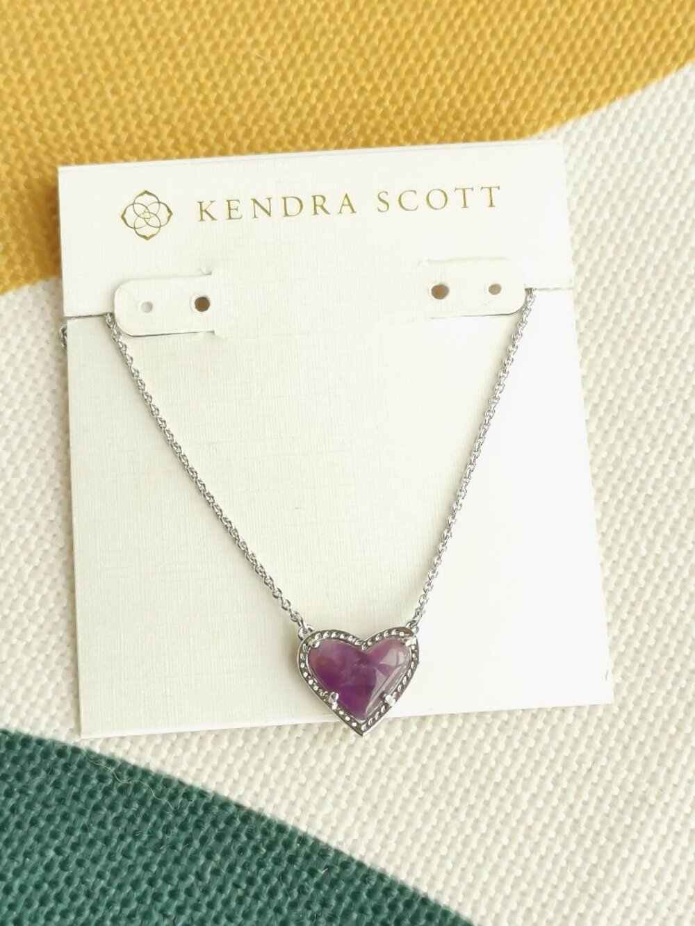 Kendra Scott Ari Heart Silver Amethyst Pendant Necklace